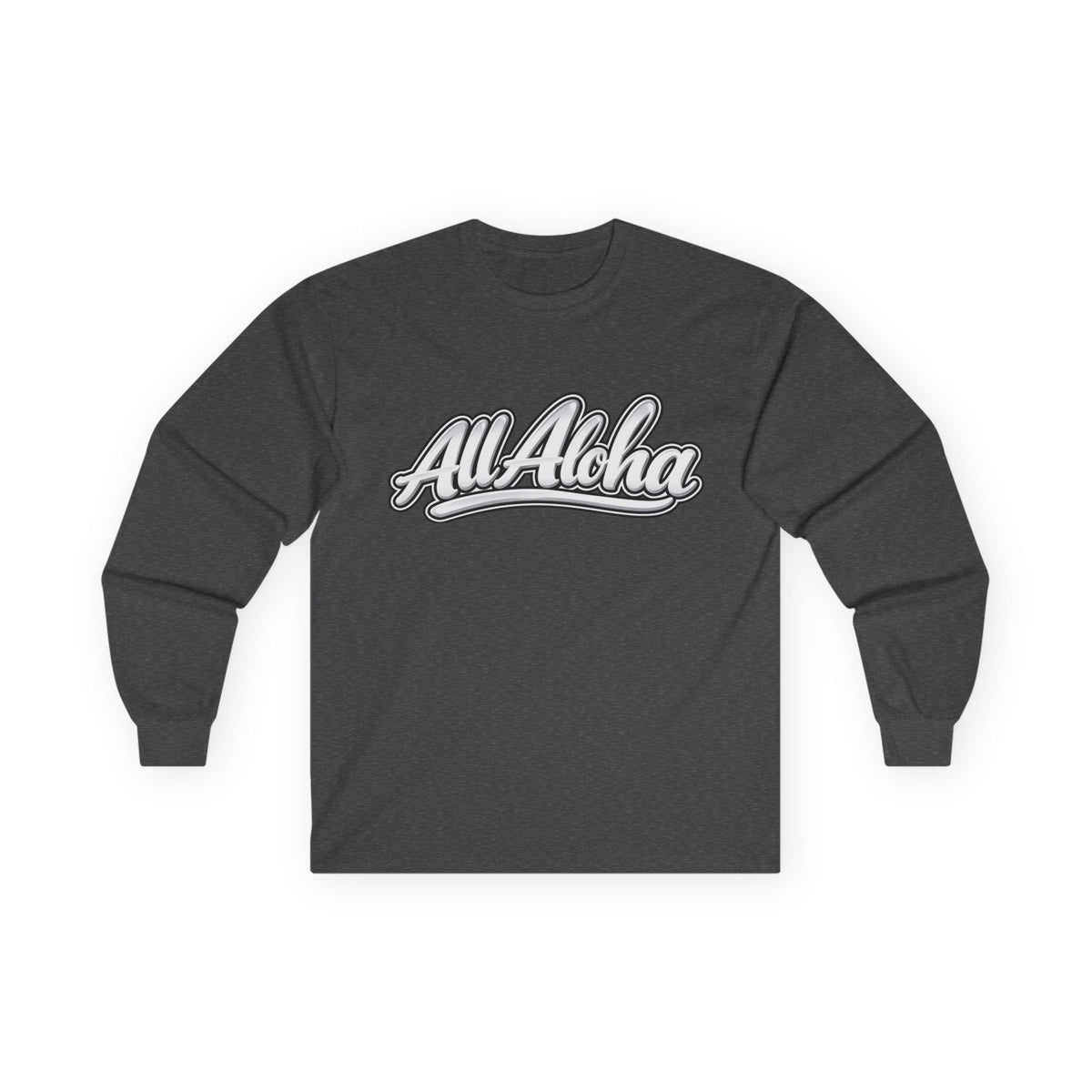 All Aloha Long Sleeve Tee — Retro Script Hawaiian Graphic Shirt