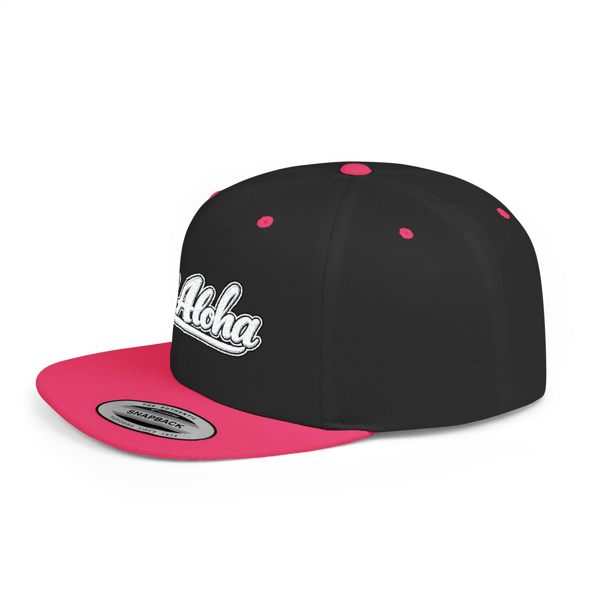 Camo Flat Bill Snapback Hat — 'All Aloha' Embroidered Trucker Cap