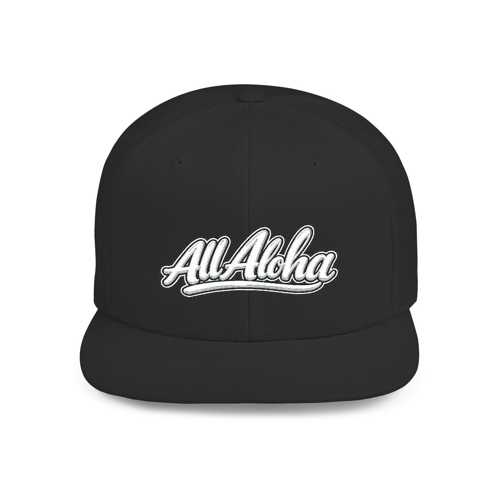 Camo Flat Bill Snapback Hat — 'All Aloha' Embroidered Trucker Cap