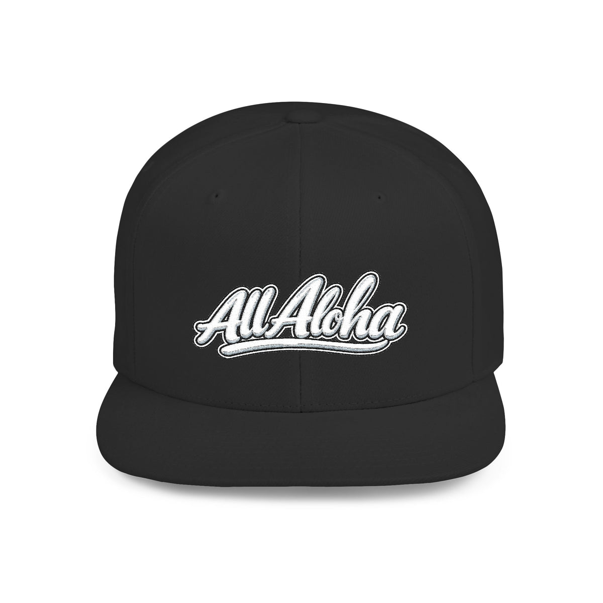 Camo Flat Bill Snapback Hat — 'All Aloha' Embroidered Trucker Cap
