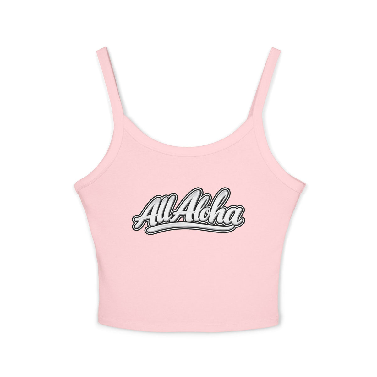All Aloha Women's Spaghetti Strap Tank Top — Tropical Vintage Script Crop