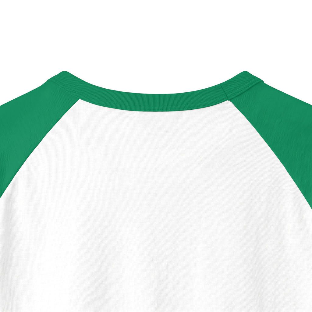 Aloha Graphic Raglan Shirt — Green Script "Aloha" Baseball Tee