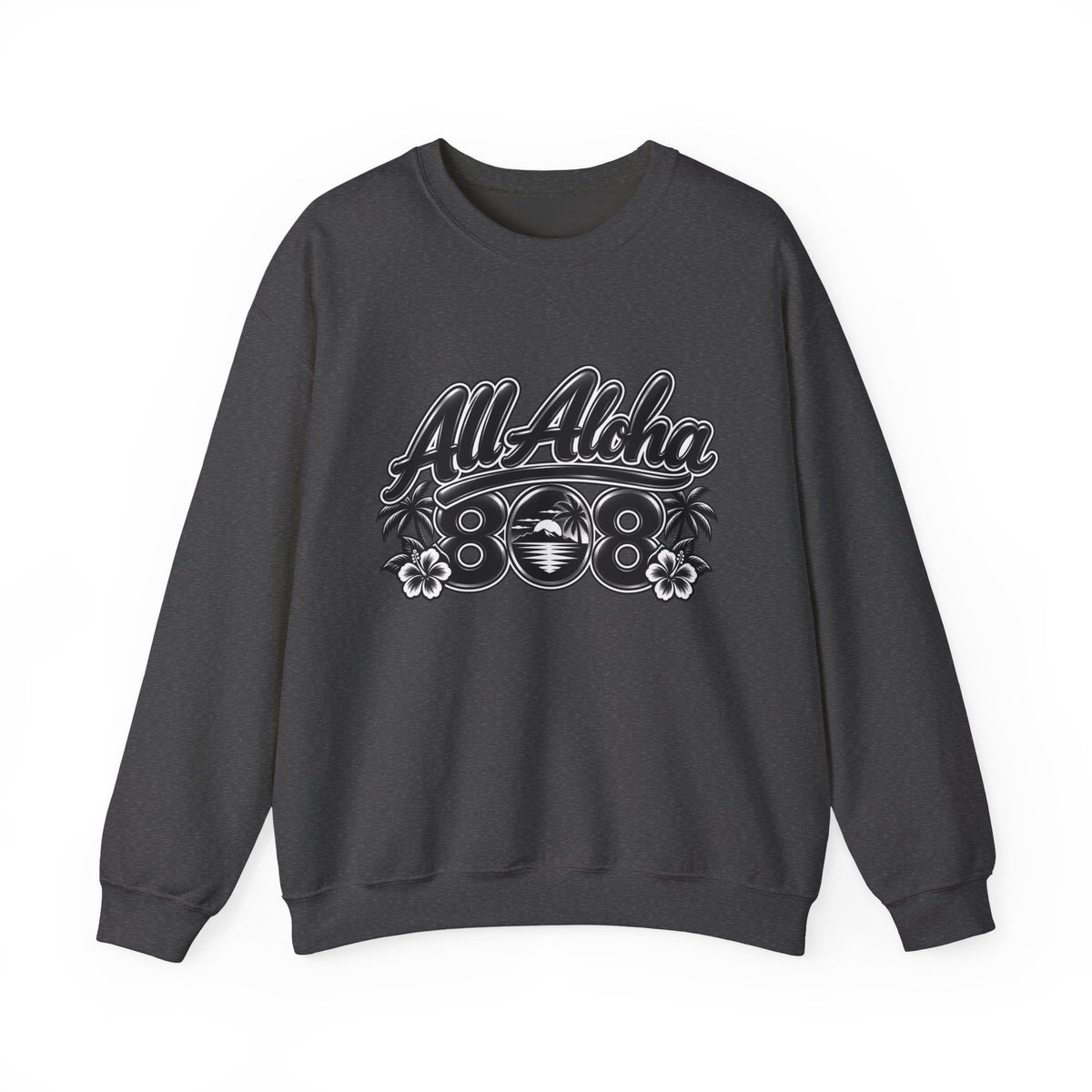 Crewneck Sweatshirt — "All Aloha 808" Vintage Hawaiian Graphic