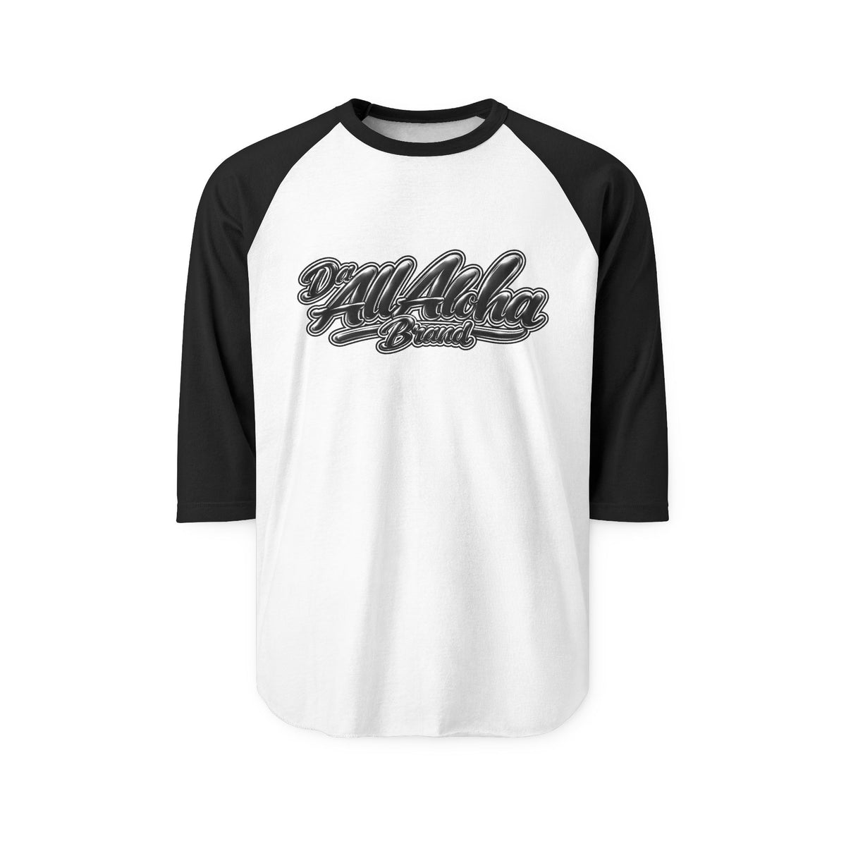 Aloha Script Raglan Shirt — Black & White 3/4 Sleeve