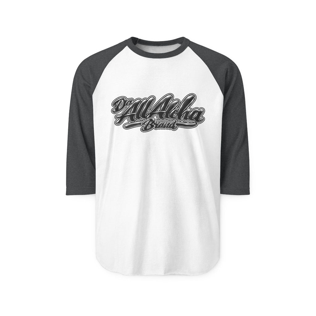Aloha Script Raglan Shirt — Black & White 3/4 Sleeve