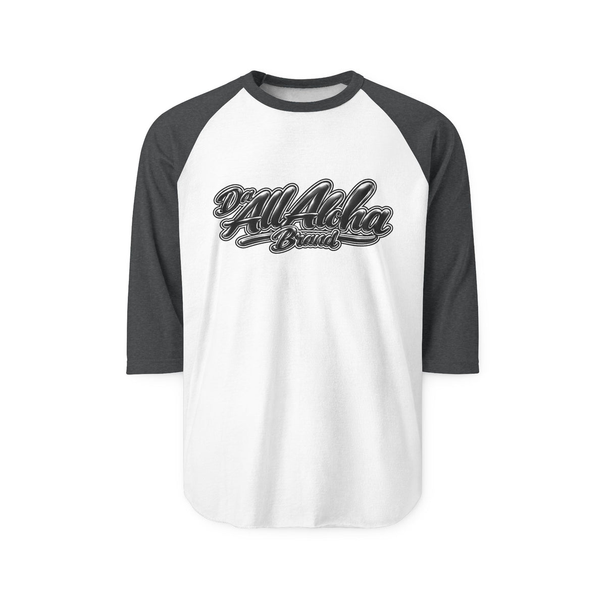 Aloha Script Raglan Shirt — Black & White 3/4 Sleeve