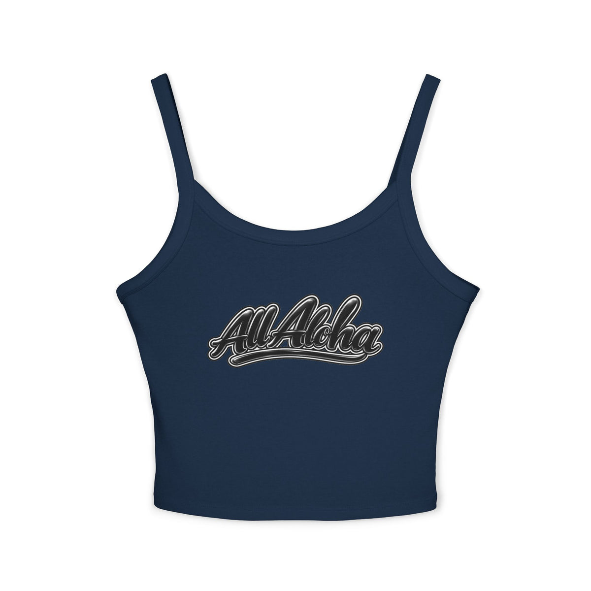 All Aloha Tank Top — Women's Spaghetti Strap Cropped Tank, Hawaiian Vintage Script