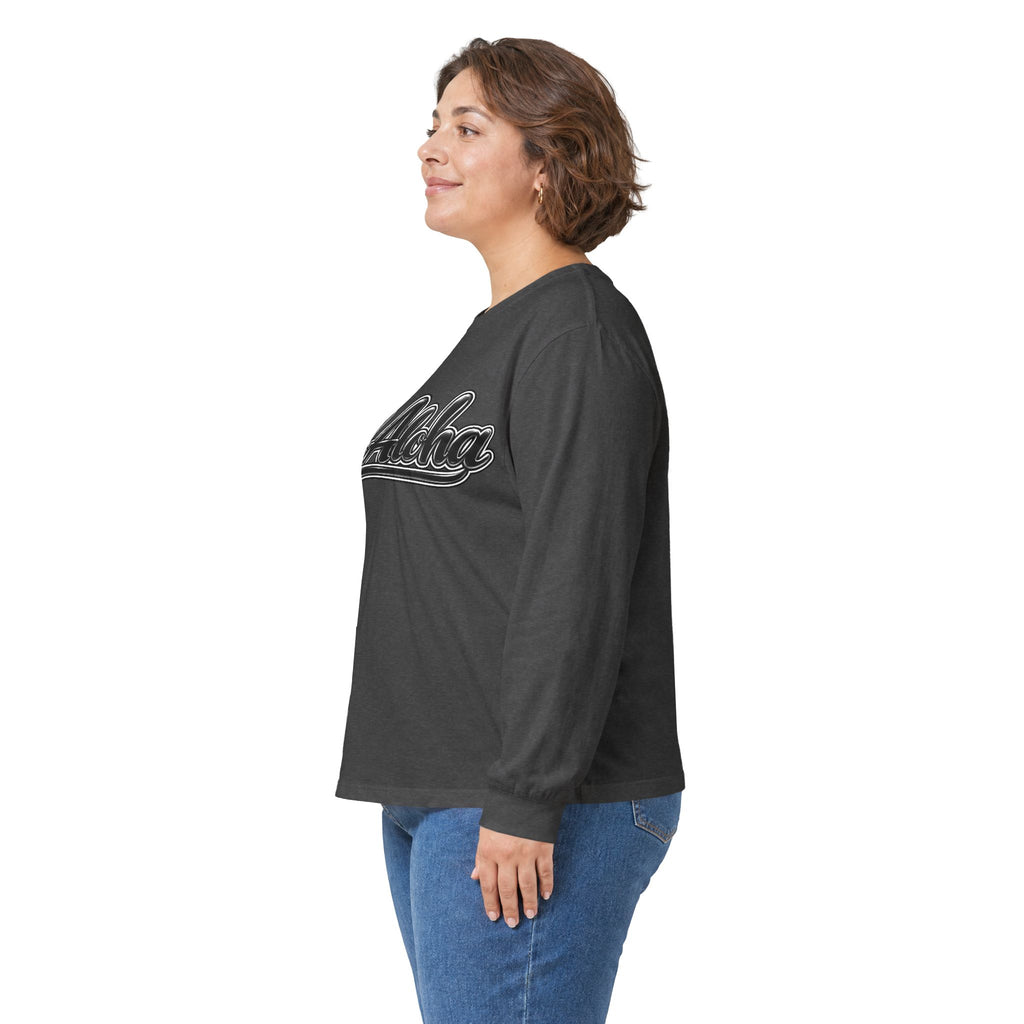 All Aloha Long Sleeve Tee — Retro Script Hawaiian Shirt