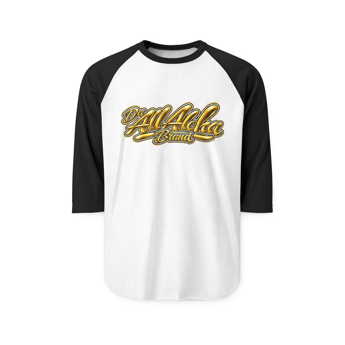 Raglan Shirt — 'All Aloha Brand' Retro Gold Script Baseball Tee