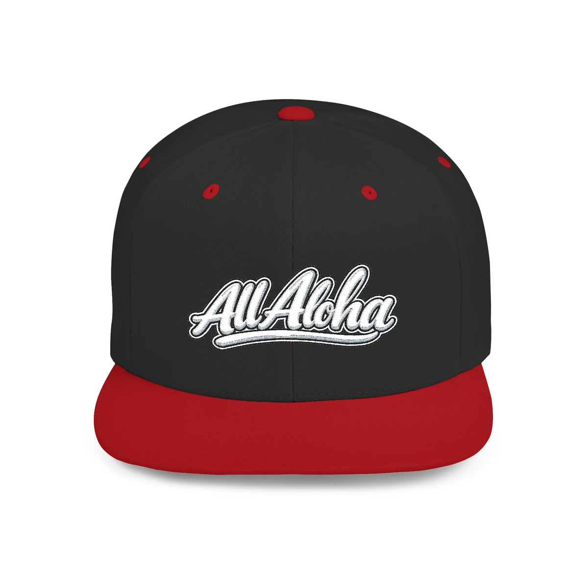 Camo Flat Bill Snapback Hat — 'All Aloha' Embroidered Trucker Cap