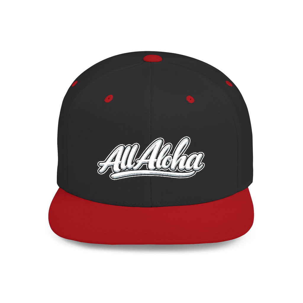 Camo Flat Bill Snapback Hat — 'All Aloha' Embroidered Trucker Cap