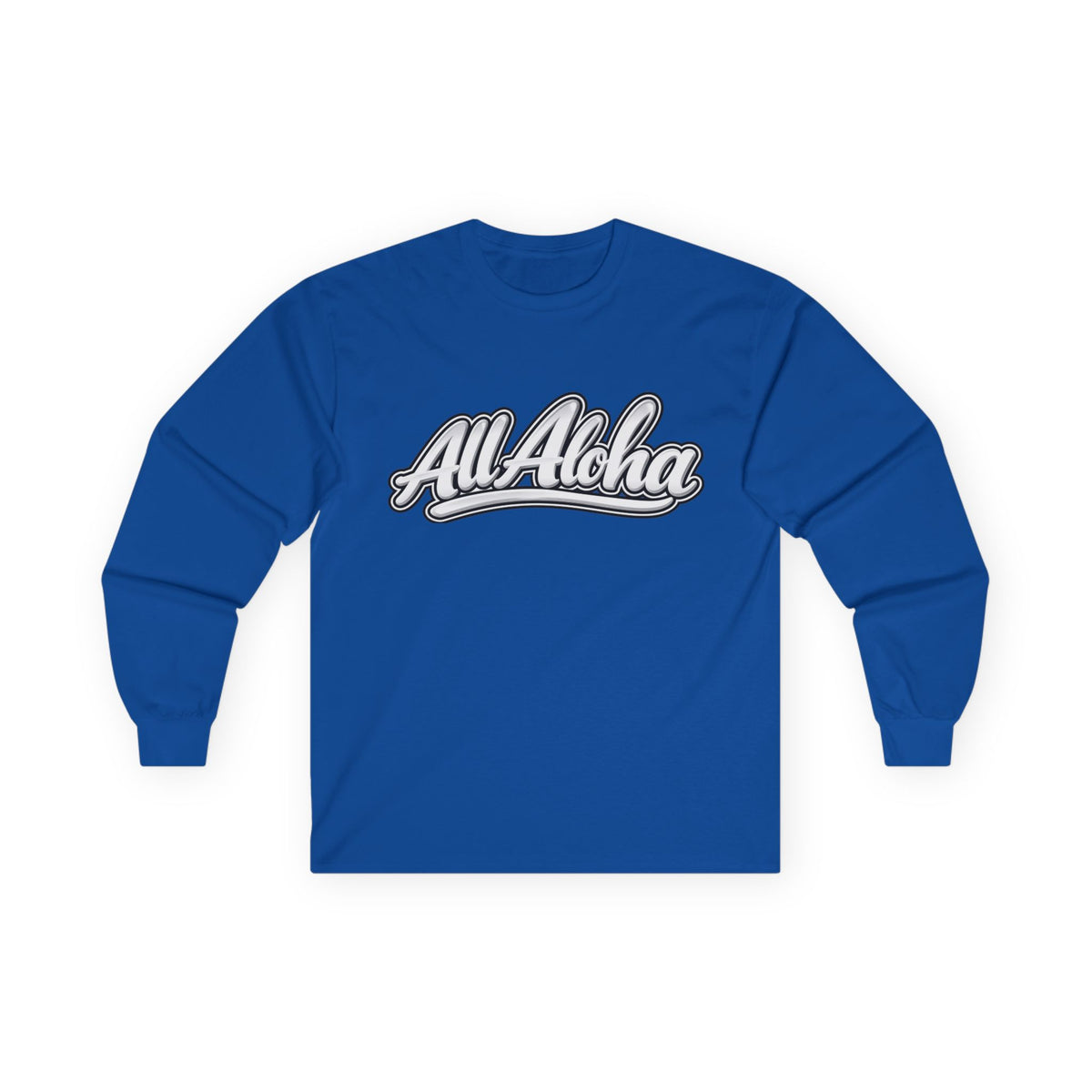 All Aloha Long Sleeve Tee — Retro Script Hawaiian Graphic Shirt