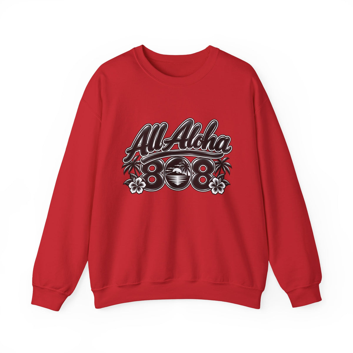 Crewneck Sweatshirt — "All Aloha 808" Vintage Hawaiian Graphic