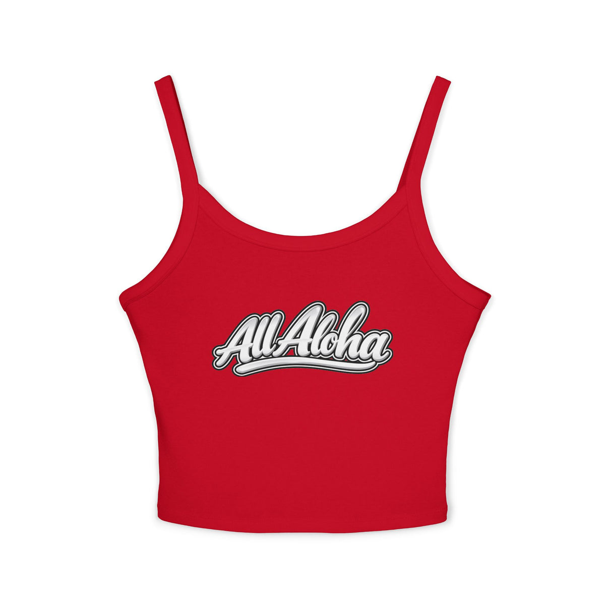 All Aloha Women's Spaghetti Strap Tank Top — Tropical Vintage Script Crop