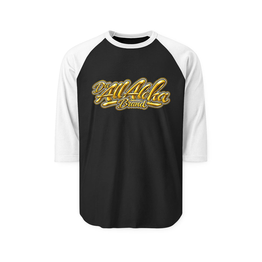 Raglan Shirt — 'All Aloha Brand' Retro Gold Script Baseball Tee