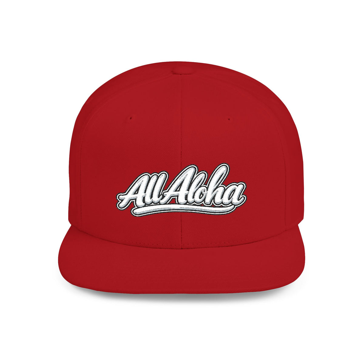 Camo Flat Bill Snapback Hat — 'All Aloha' Embroidered Trucker Cap