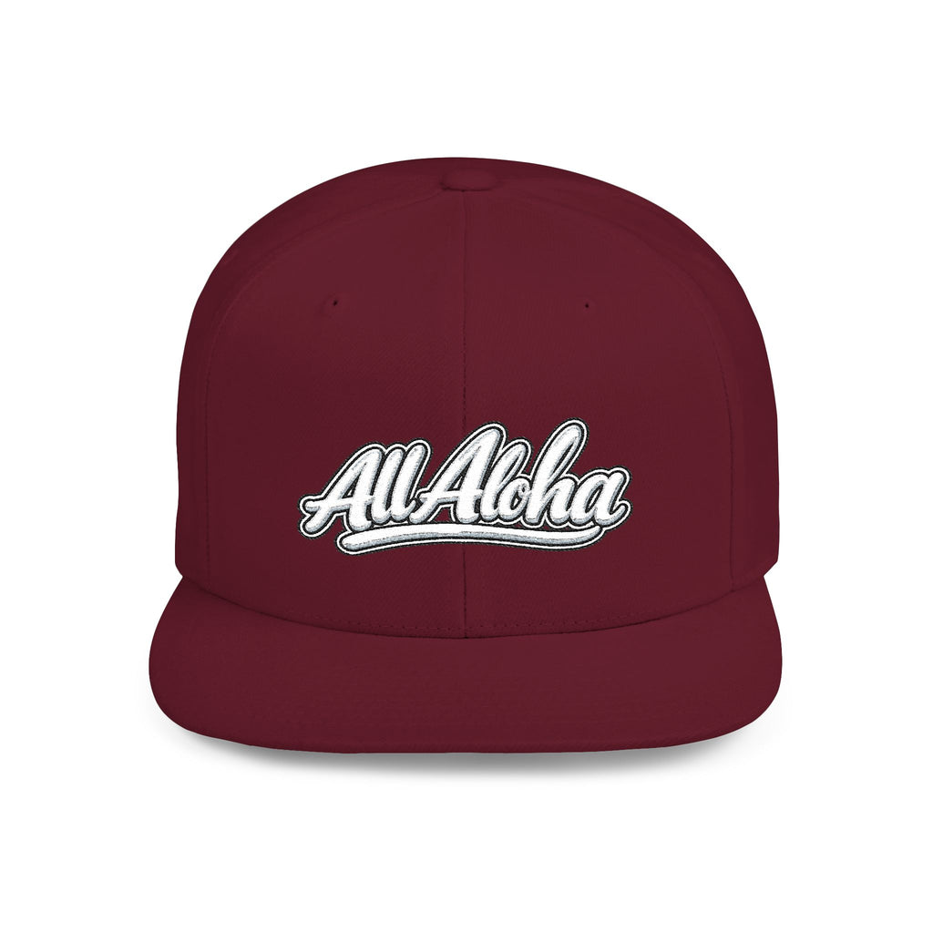 Camo Flat Bill Snapback Hat — 'All Aloha' Embroidered Trucker Cap