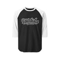 Aloha Script Raglan Shirt — Black & White 3/4 Sleeve