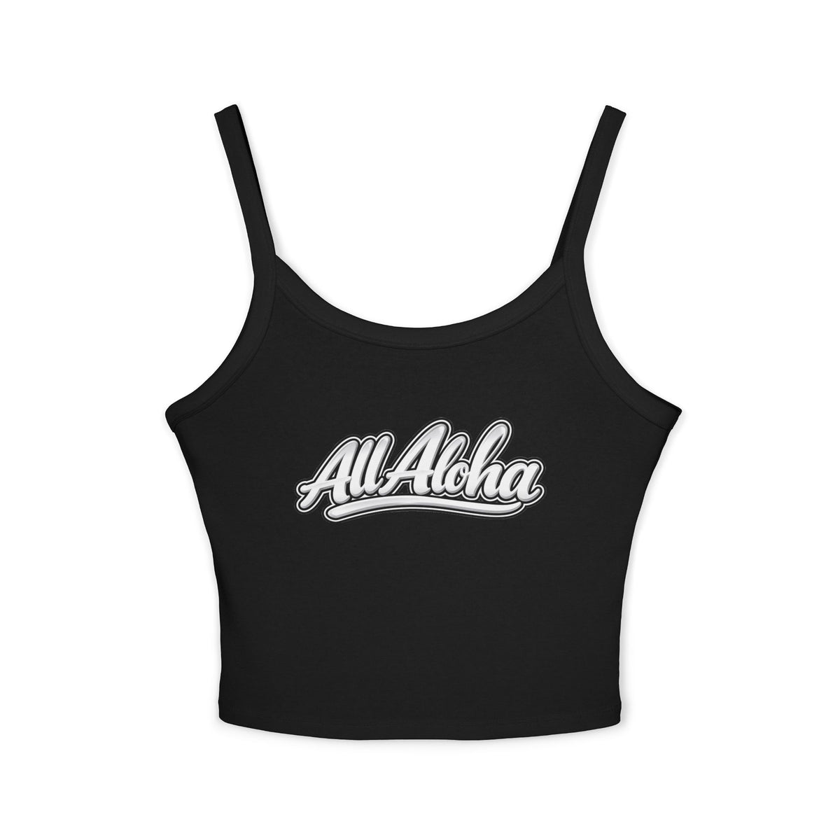 All Aloha Women's Spaghetti Strap Tank Top — Tropical Vintage Script Crop