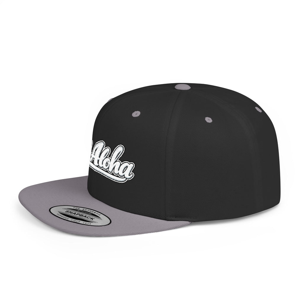 Camo Flat Bill Snapback Hat — 'All Aloha' Embroidered Trucker Cap