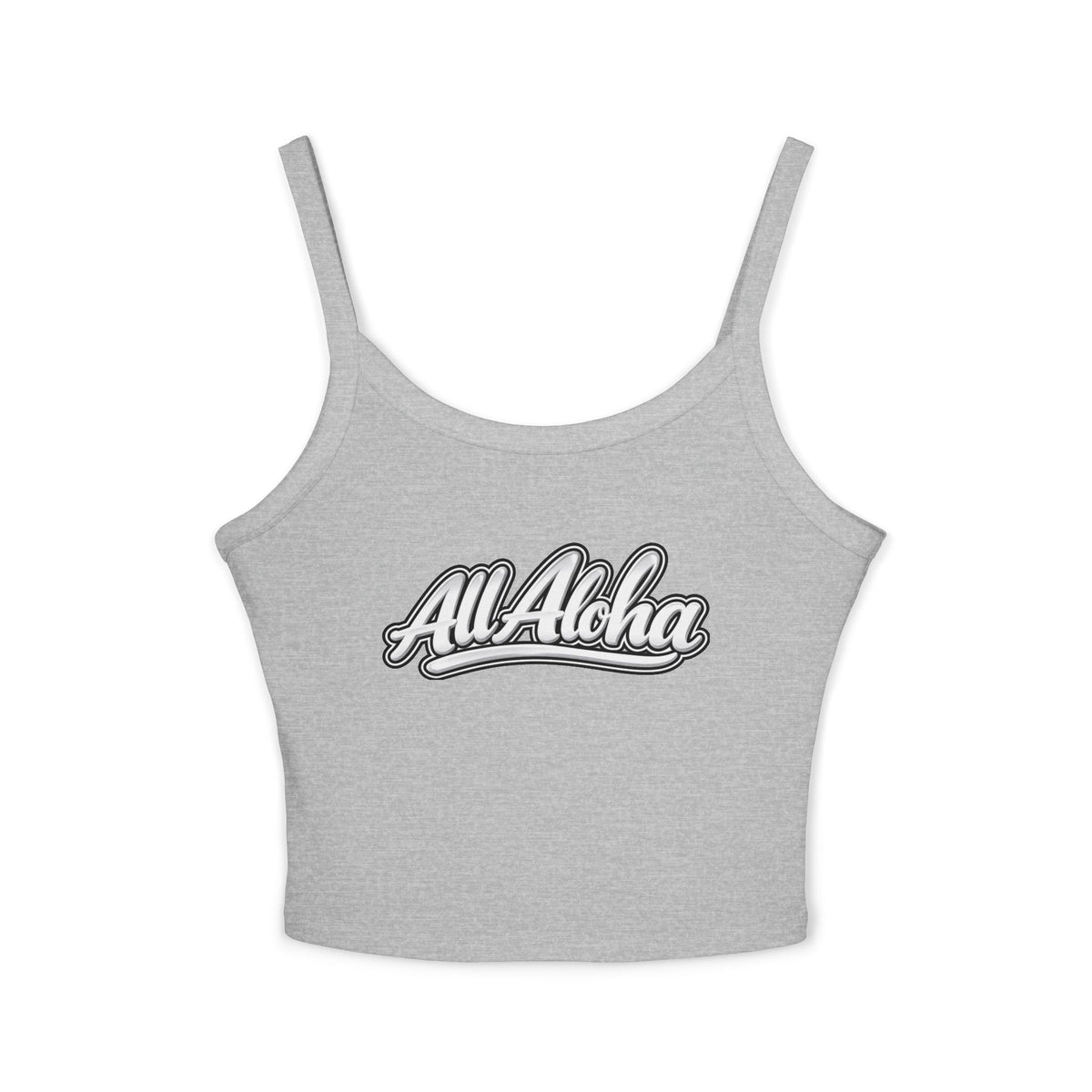 All Aloha Women's Spaghetti Strap Tank Top — Tropical Vintage Script Crop