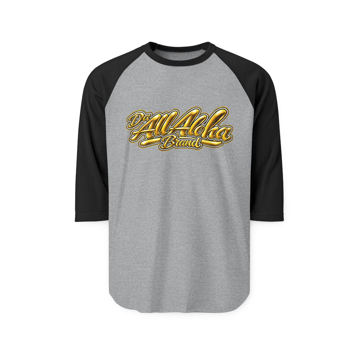 Raglan Shirt — 'All Aloha Brand' Retro Gold Script Baseball Tee