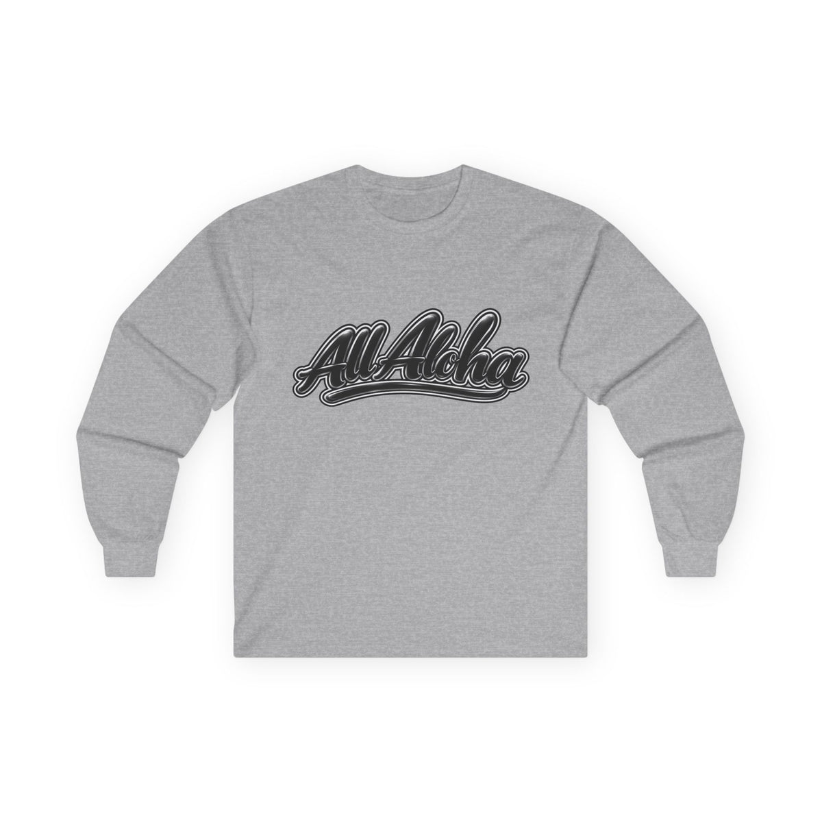 All Aloha Long Sleeve Tee — Retro Script Hawaiian Shirt