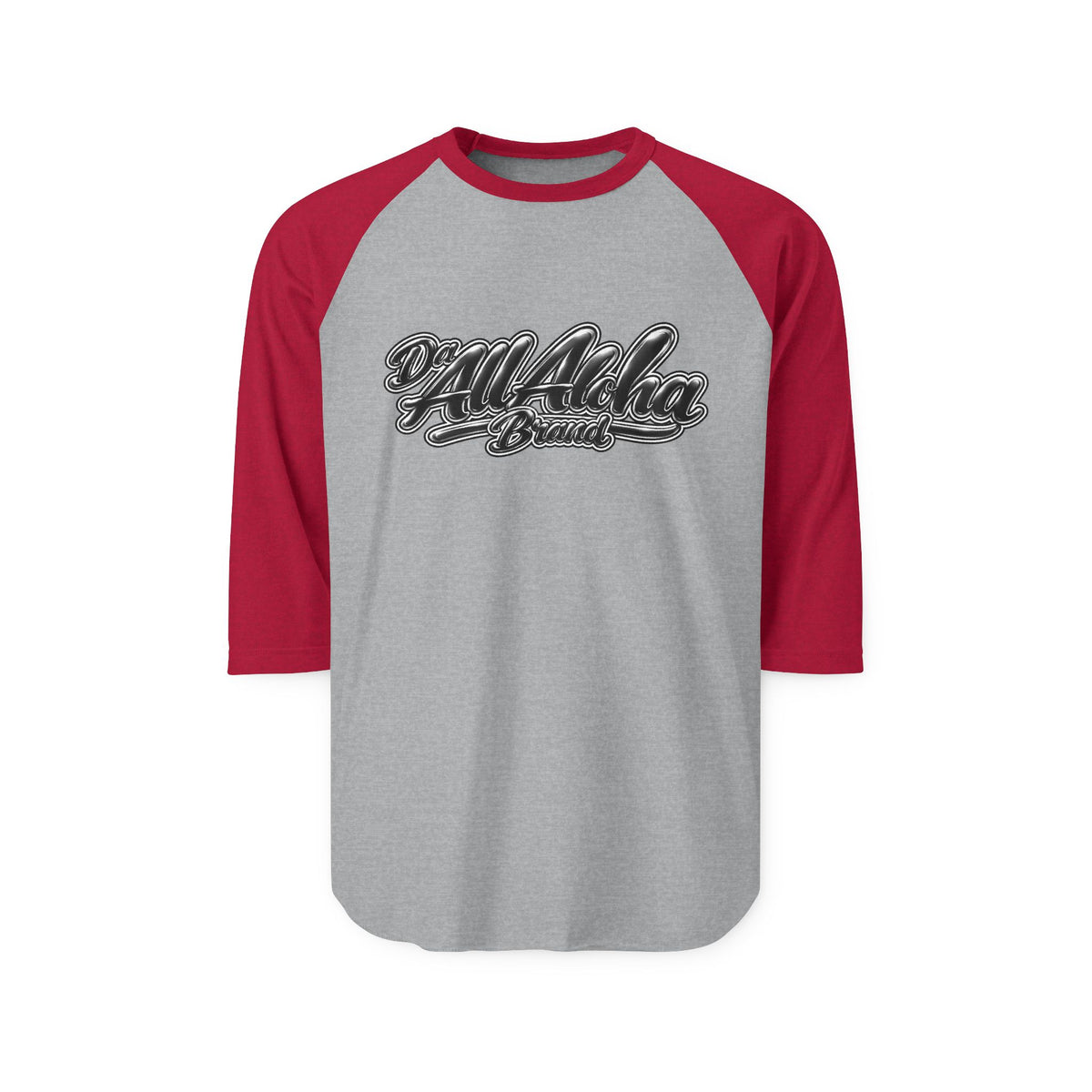 Aloha Script Raglan Shirt — Black & White 3/4 Sleeve