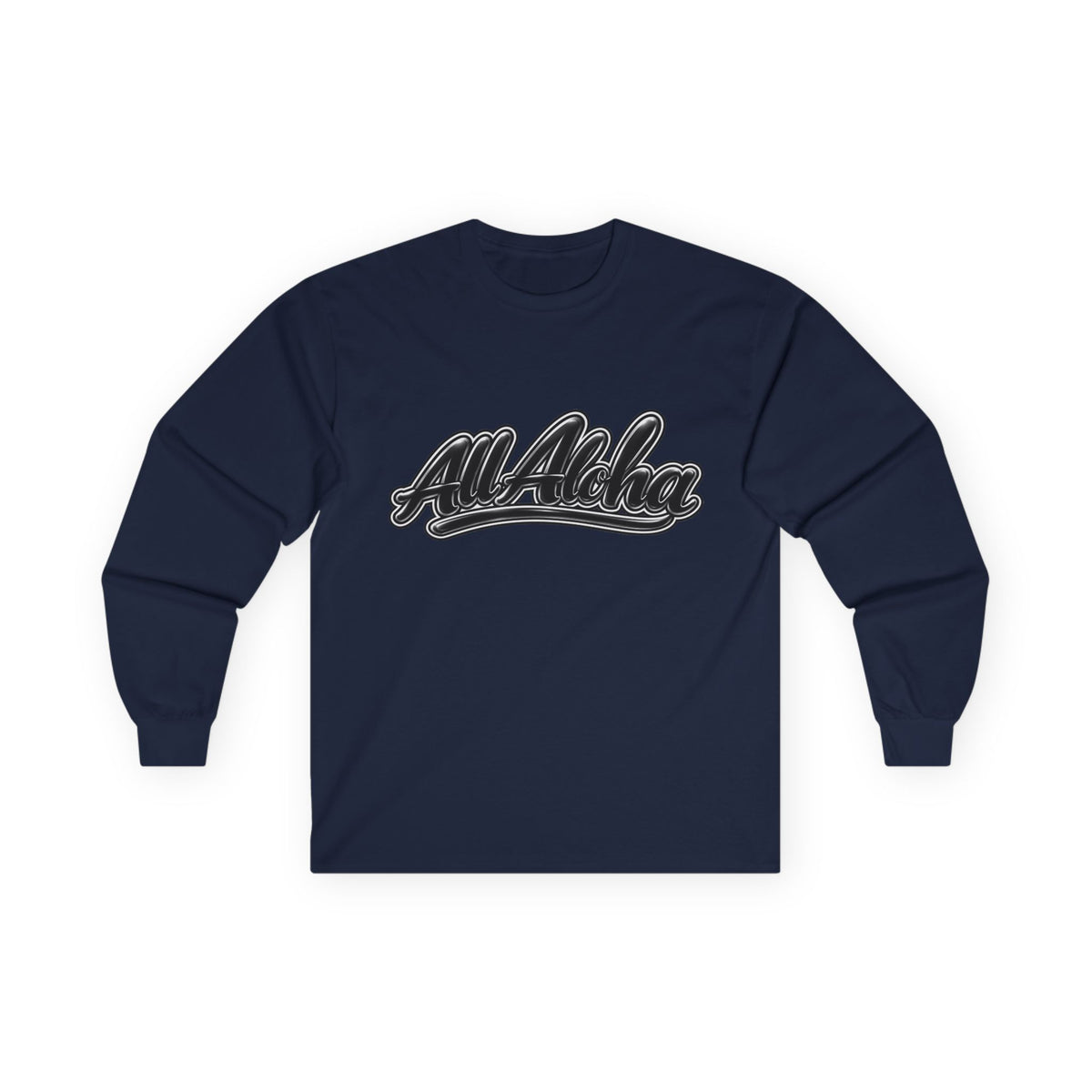 All Aloha Long Sleeve Tee — Retro Script Hawaiian Shirt