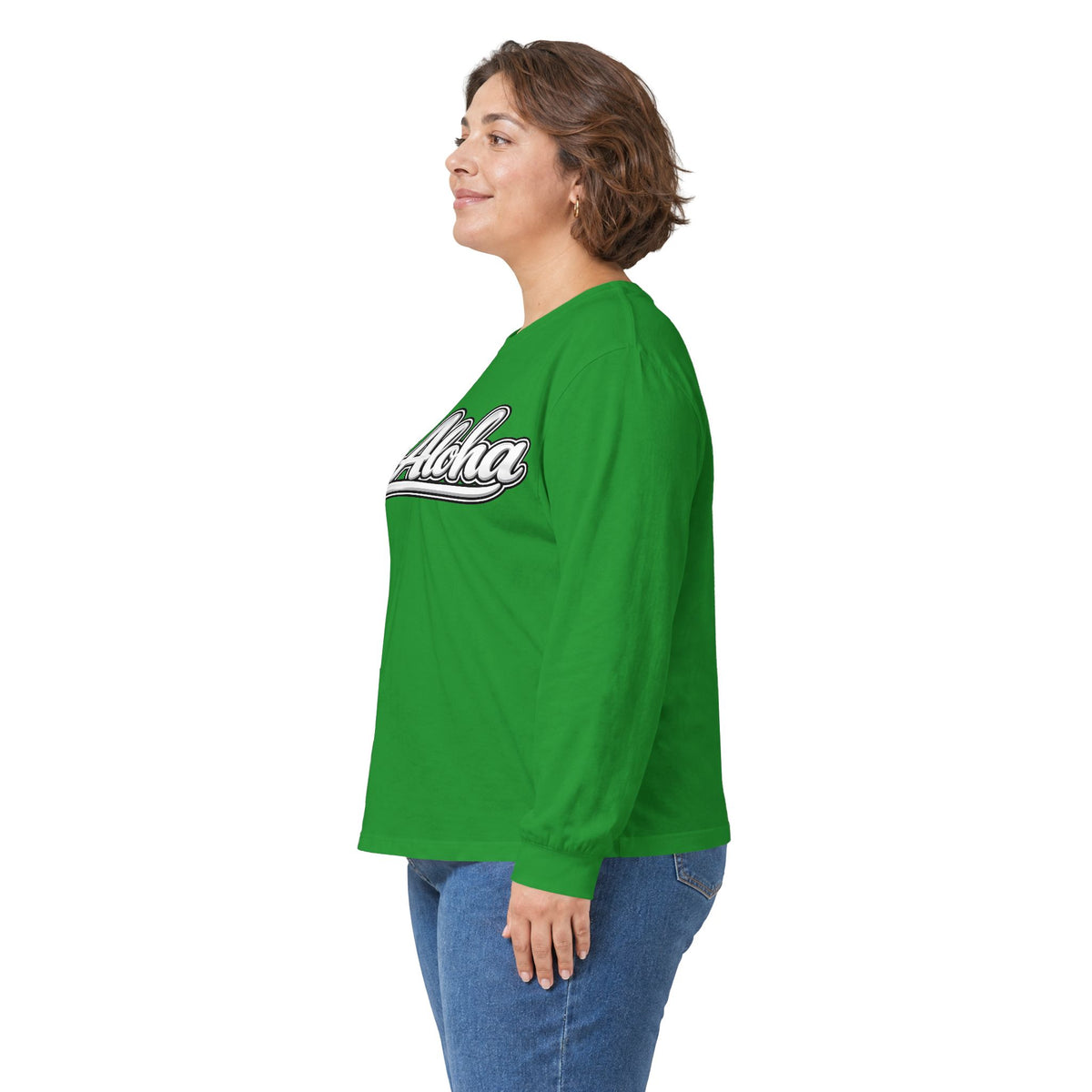 All Aloha Long Sleeve Tee — Retro Script Hawaiian Graphic Shirt