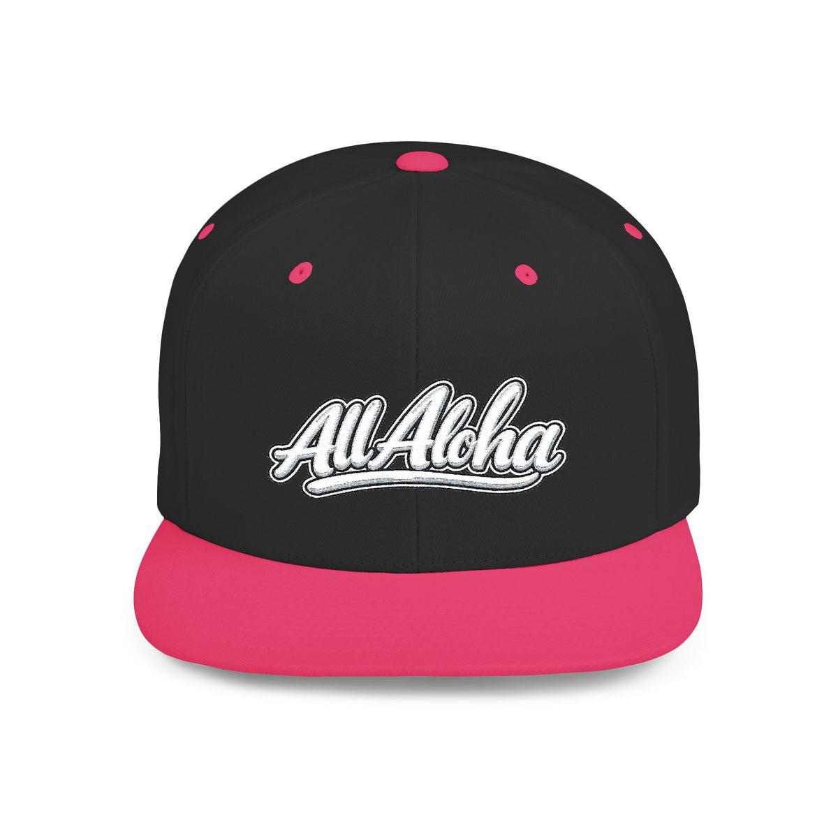 Camo Flat Bill Snapback Hat — 'All Aloha' Embroidered Trucker Cap