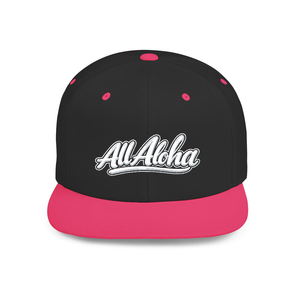 Camo Flat Bill Snapback Hat — 'All Aloha' Embroidered Trucker Cap