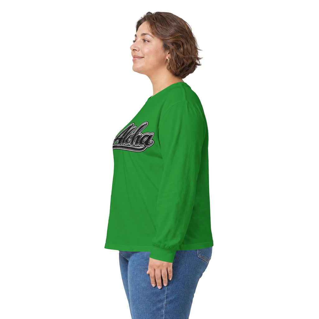 All Aloha Long Sleeve Tee — Retro Script Hawaiian Shirt