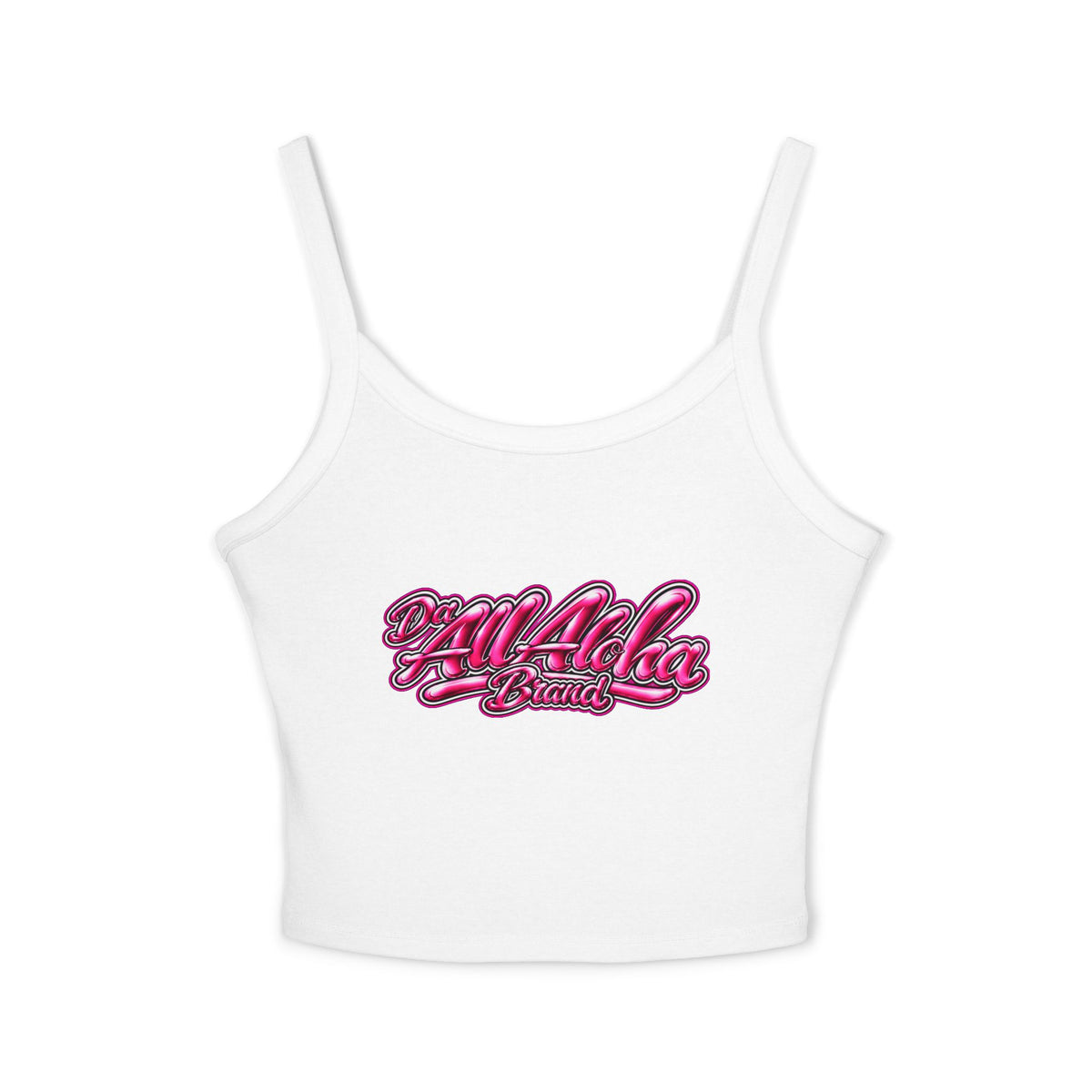 Aloha Script Crop Tank Top — Pink Retro Beach Vibe