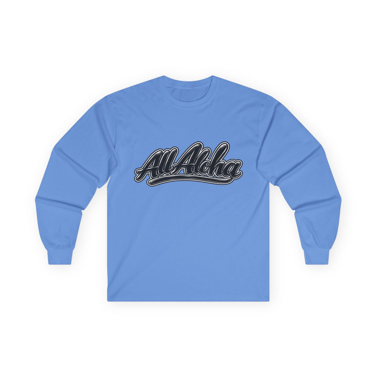 All Aloha Long Sleeve Tee — Retro Script Hawaiian Shirt