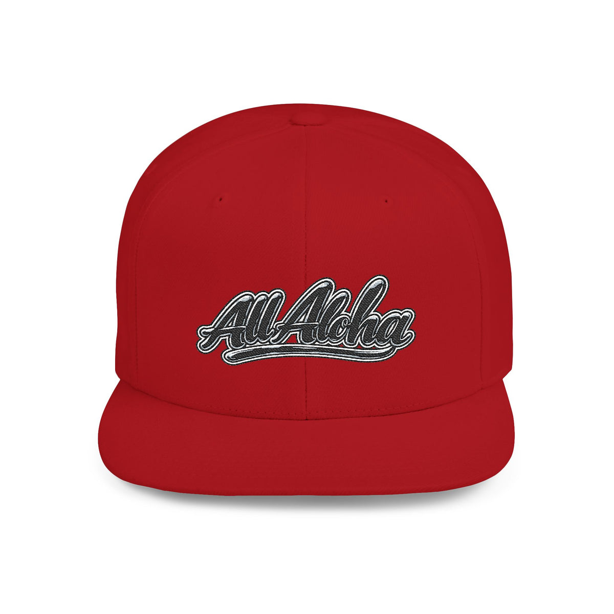 Aloha Script Flat Bill Snapback Hat — White Casual Hawaiian Trucker Cap