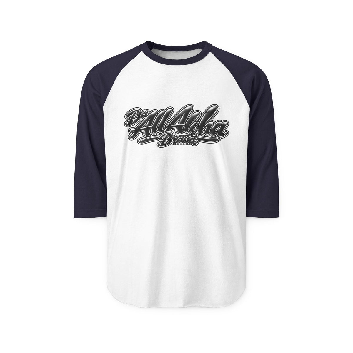 Aloha Script Raglan Shirt — Black & White 3/4 Sleeve