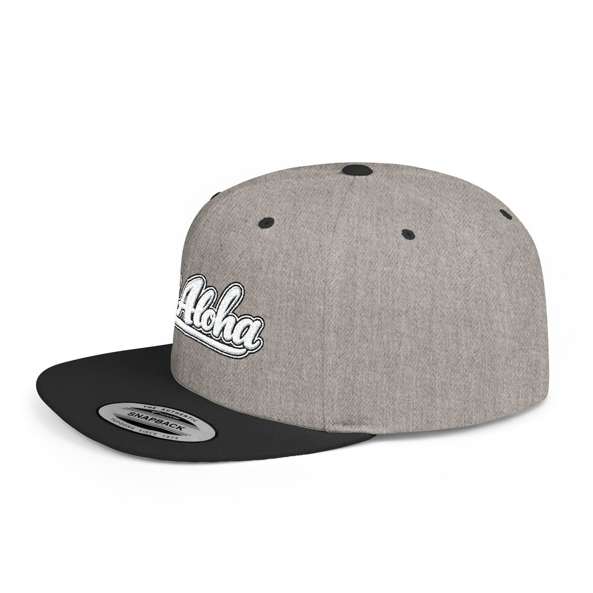 Camo Flat Bill Snapback Hat — 'All Aloha' Embroidered Trucker Cap