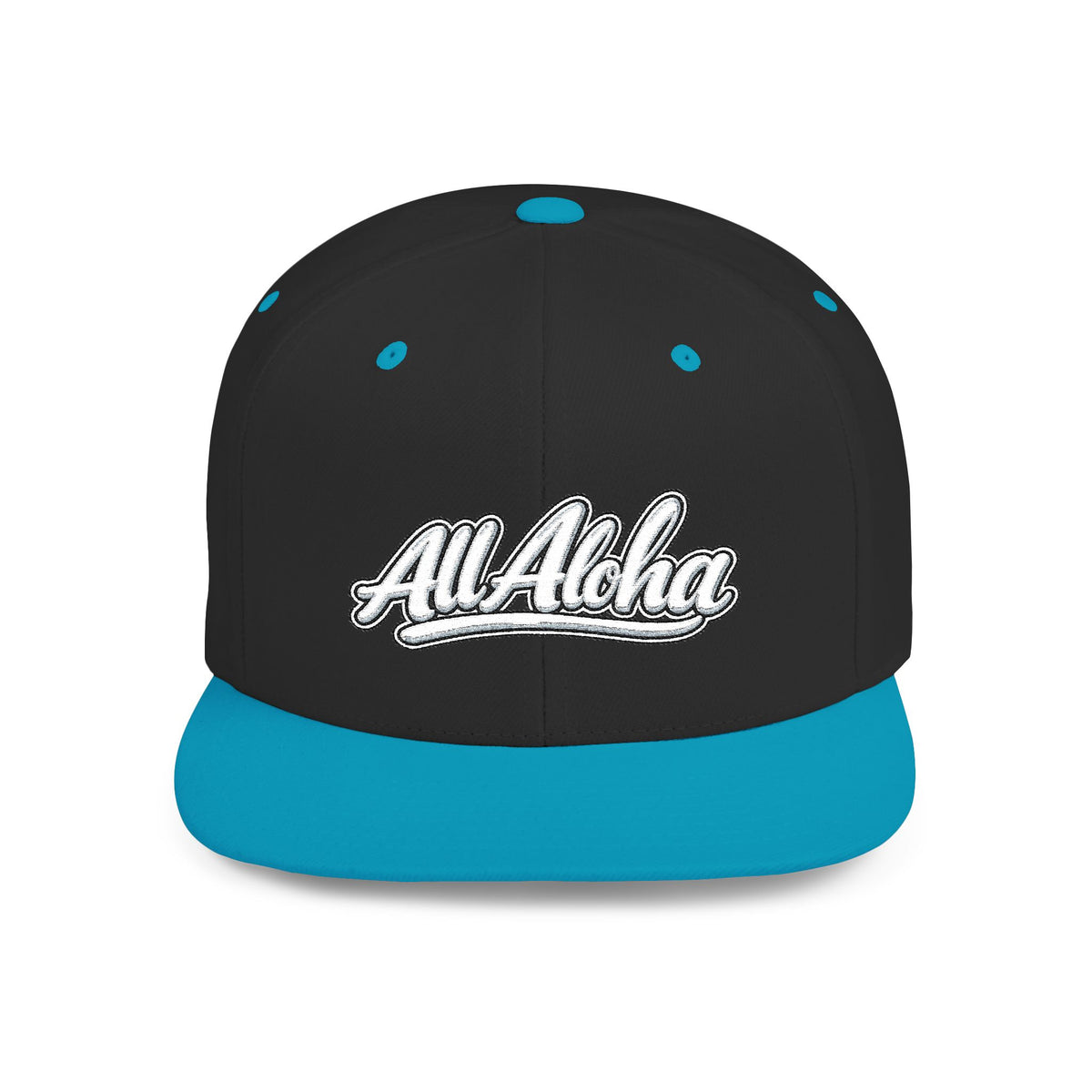 Camo Flat Bill Snapback Hat — 'All Aloha' Embroidered Trucker Cap