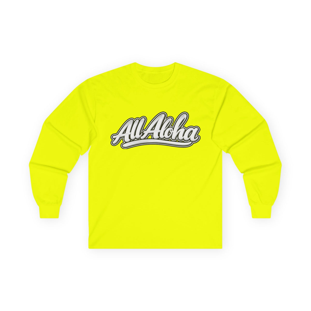 All Aloha Long Sleeve Tee — Retro Script Hawaiian Graphic Shirt