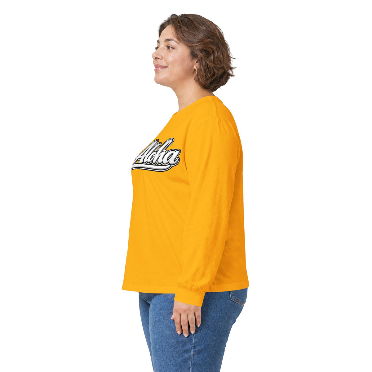 All Aloha Long Sleeve Tee — Retro Script Hawaiian Graphic Shirt