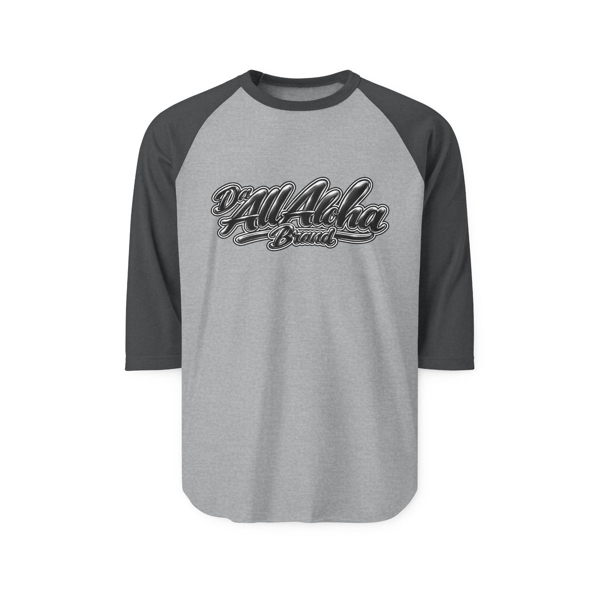 Aloha Script Raglan Shirt — Black & White 3/4 Sleeve