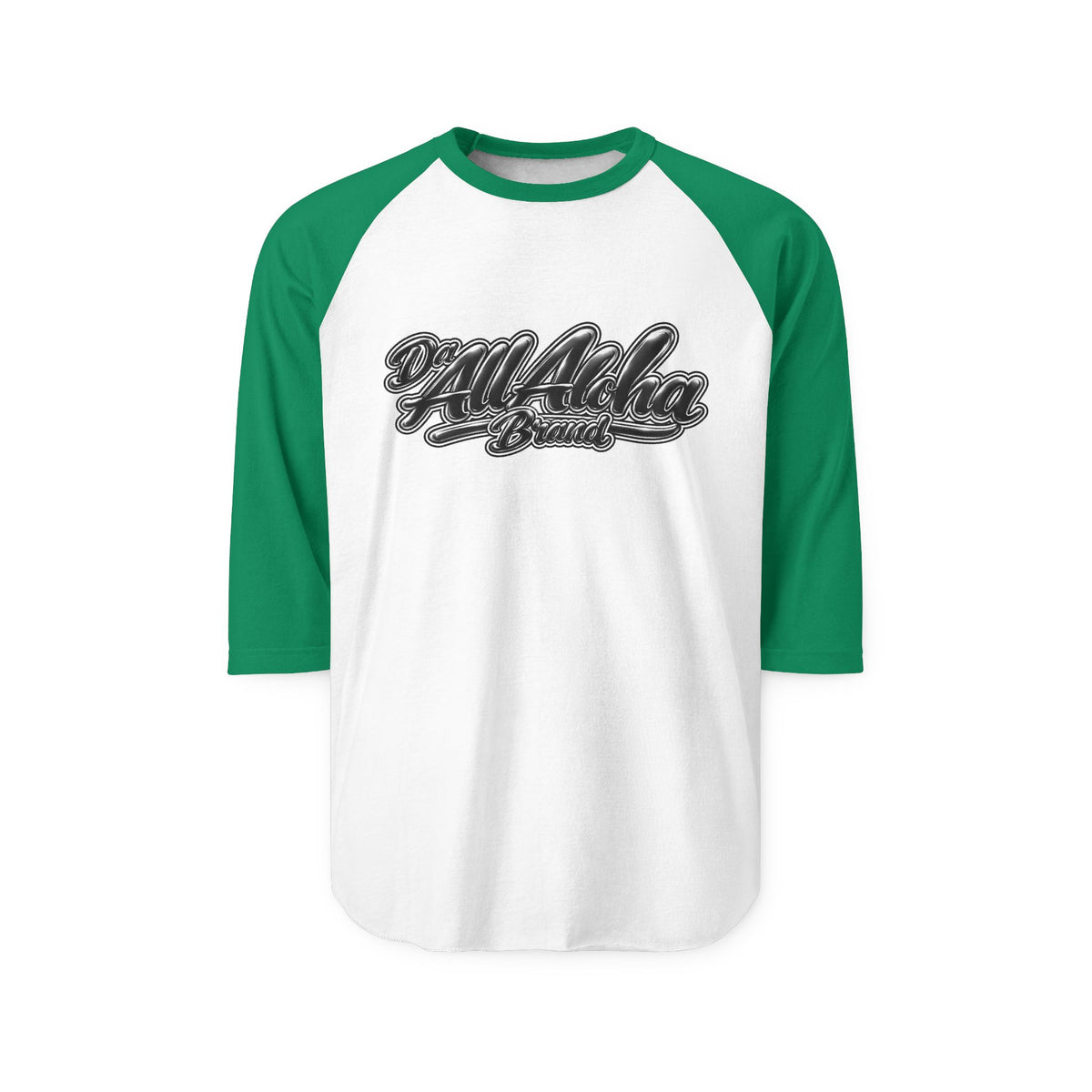 Aloha Script Raglan Shirt — Black & White 3/4 Sleeve