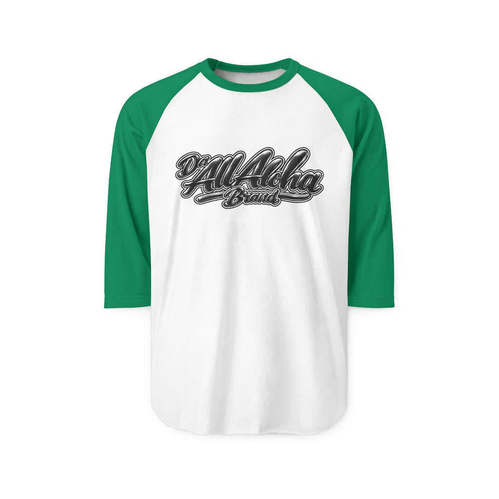 Aloha Script Raglan Shirt — Black & White 3/4 Sleeve
