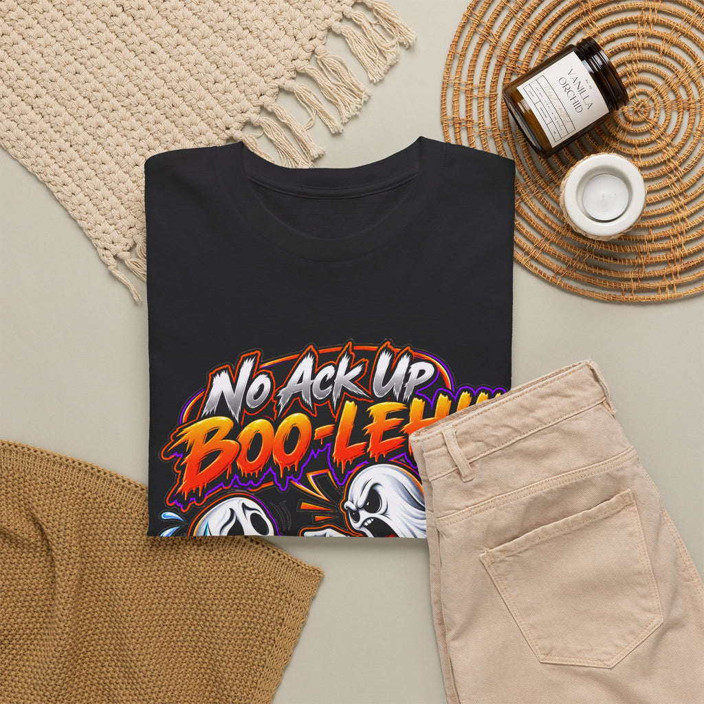 Halloween Ghost Tee — "No Ack Up Boo‑Leh!!!" Funny Spooky Graphic T‑Shirt