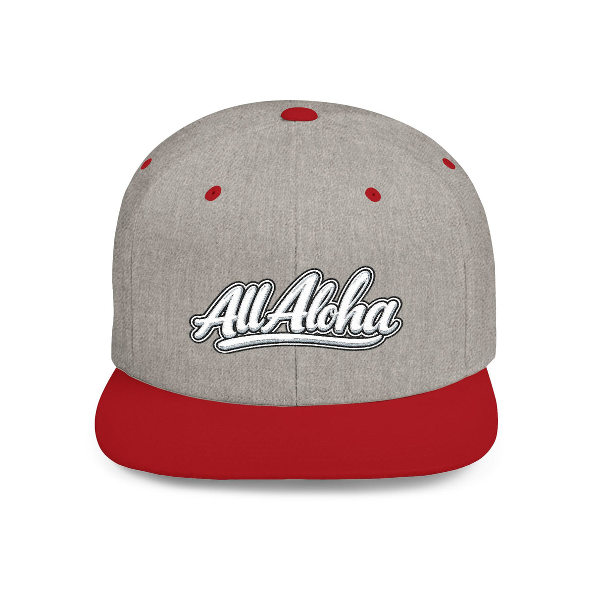 Camo Flat Bill Snapback Hat — 'All Aloha' Embroidered Trucker Cap