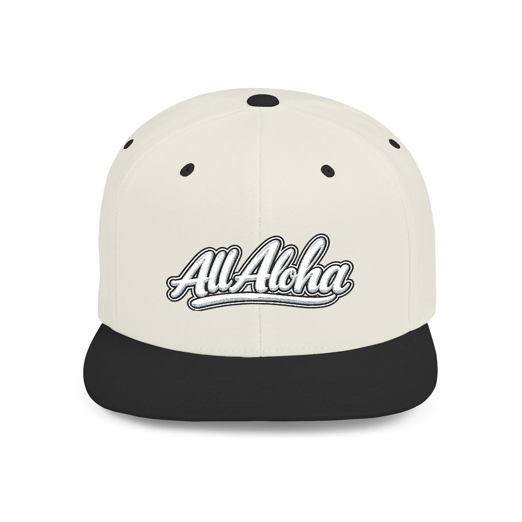 Camo Flat Bill Snapback Hat — 'All Aloha' Embroidered Trucker Cap
