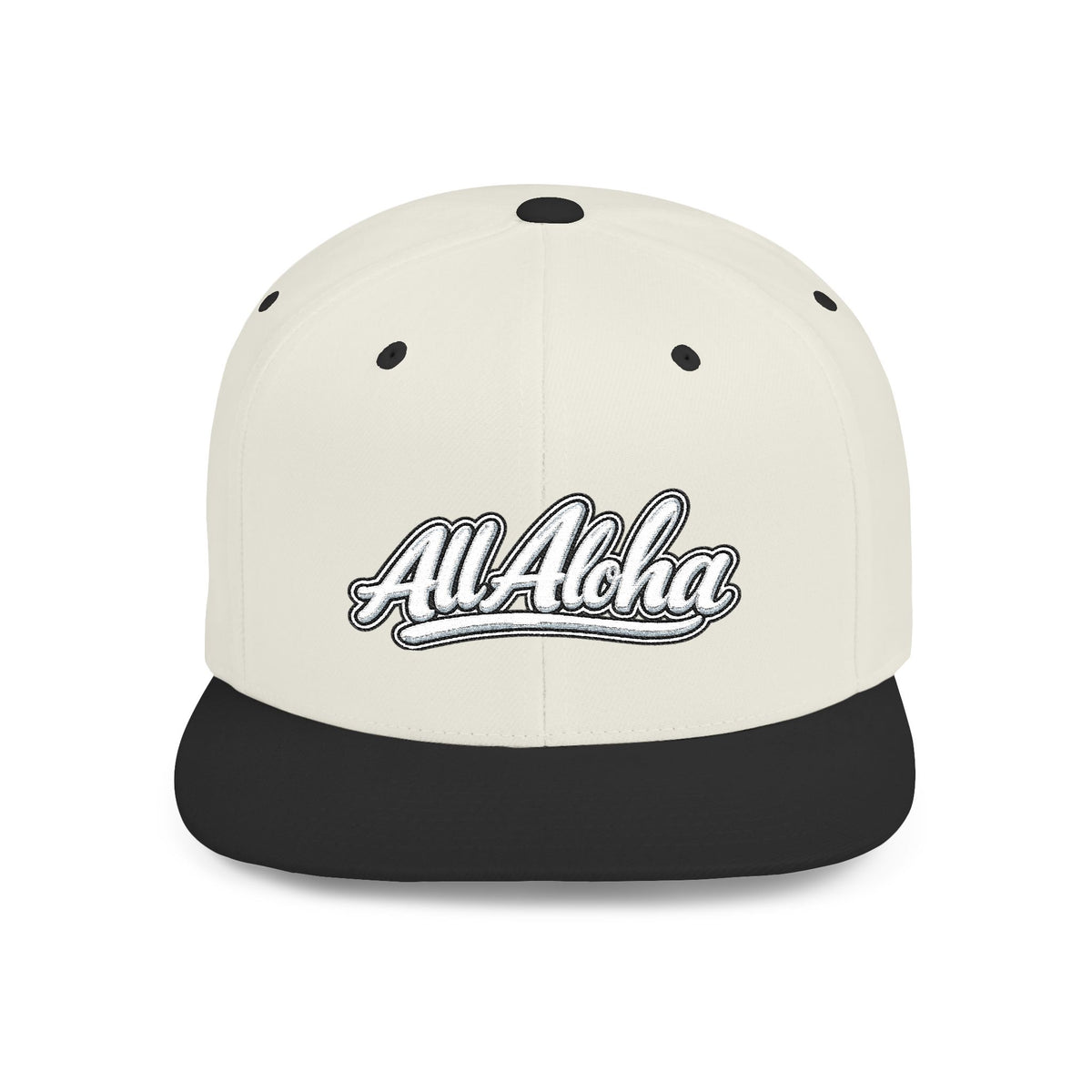Camo Flat Bill Snapback Hat — 'All Aloha' Embroidered Trucker Cap