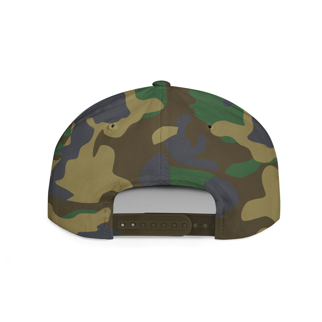 Camo Flat Bill Snapback Hat — 'All Aloha' Embroidered Trucker Cap