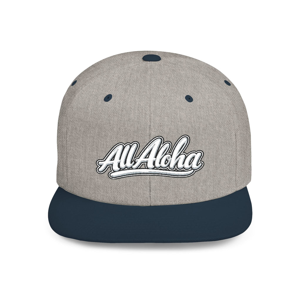 Camo Flat Bill Snapback Hat — 'All Aloha' Embroidered Trucker Cap
